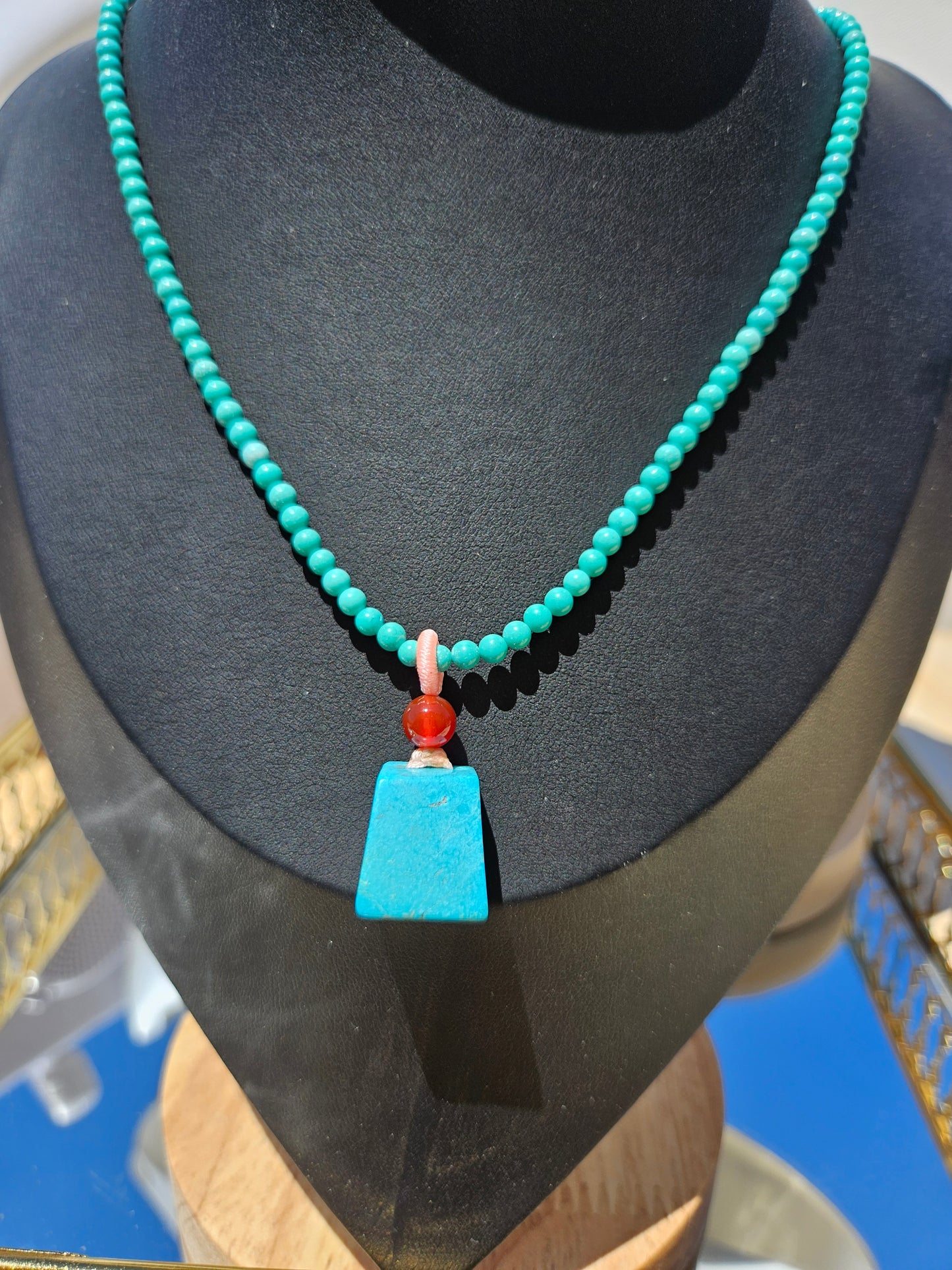 Natural Turquoise Trapezoid Necklace