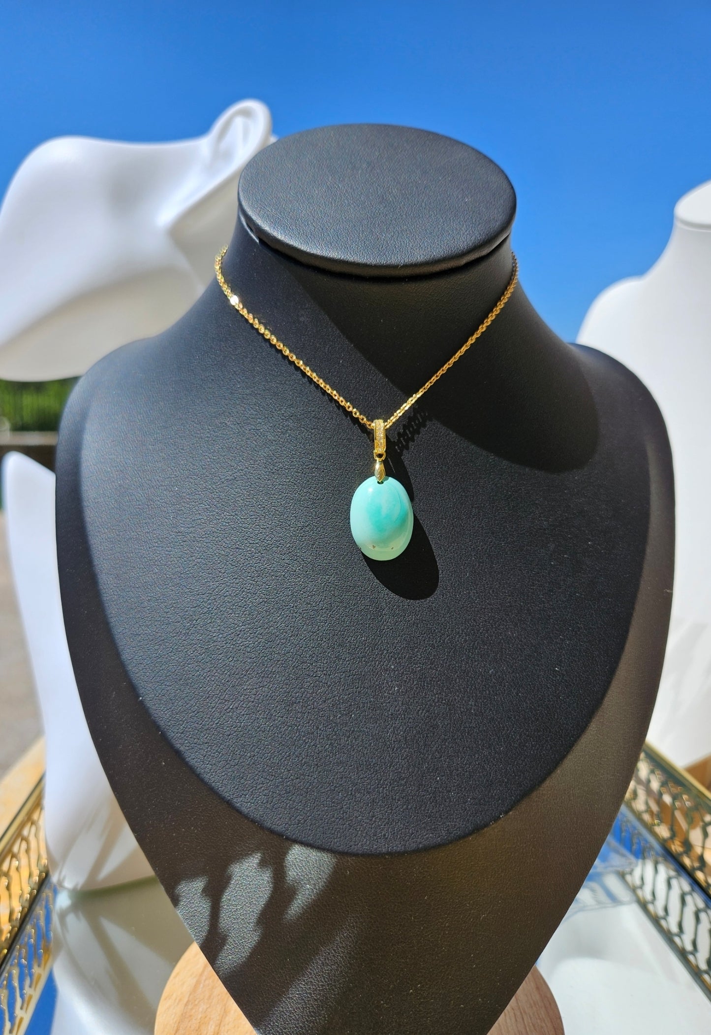 Natural Light Blue Turquoise Bead Necklace
