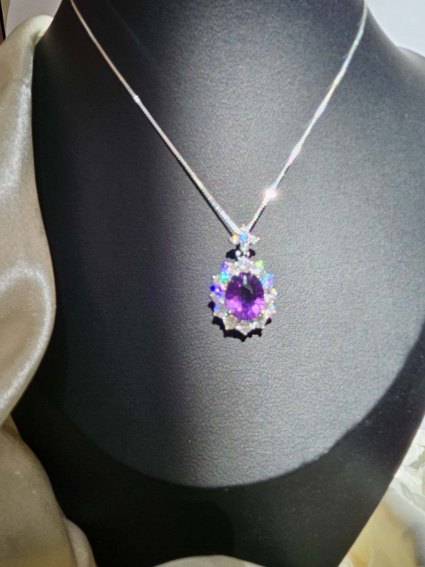 Natural Amethyst Round Necklace Sparkle