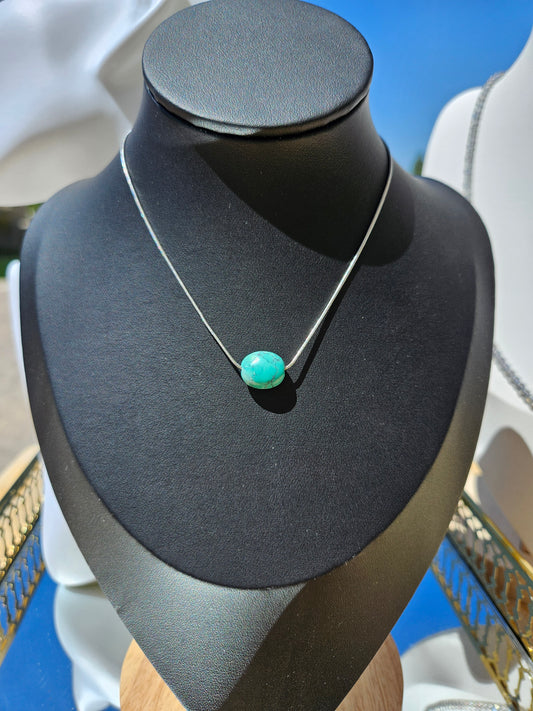 Natural Blue and Black Oval Turquoise Necklace
