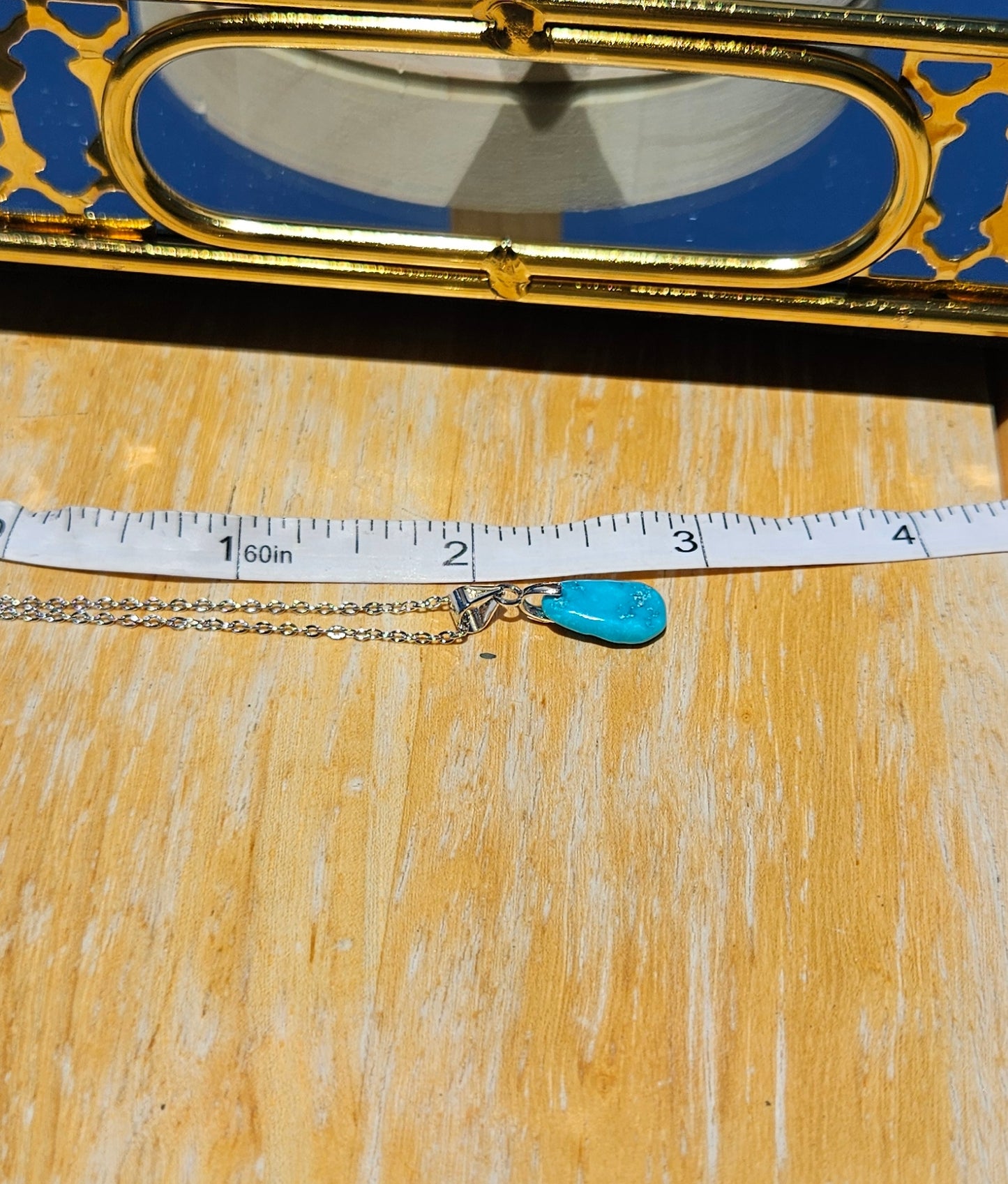 Natural Turquoise Natural Shape 925 Silver Plated Necklace Adjustable