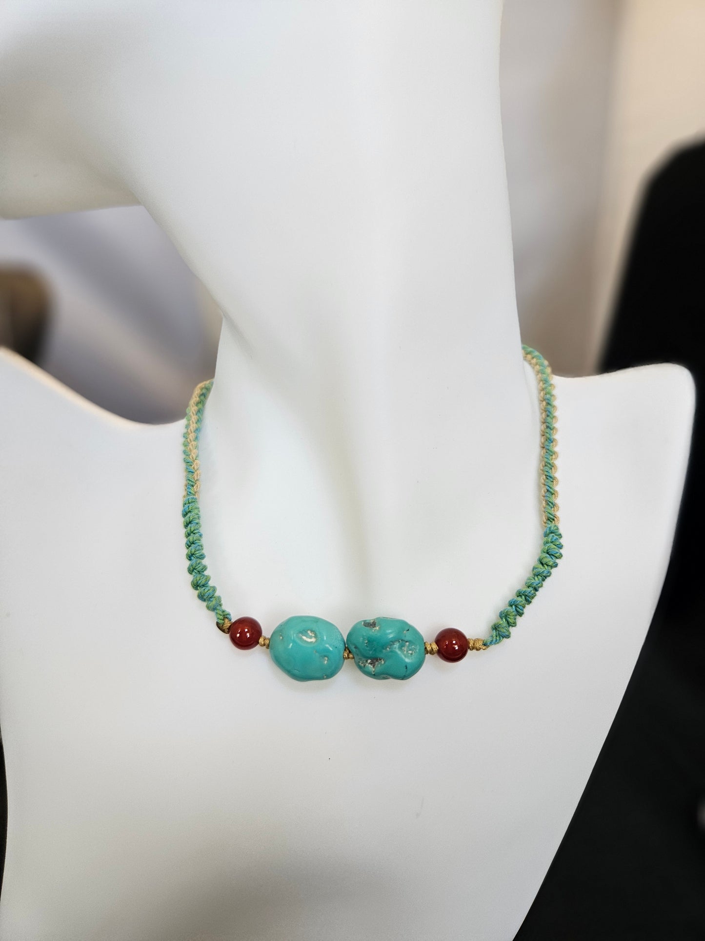 Natural Turquoise Pendant Adjustable Necklace