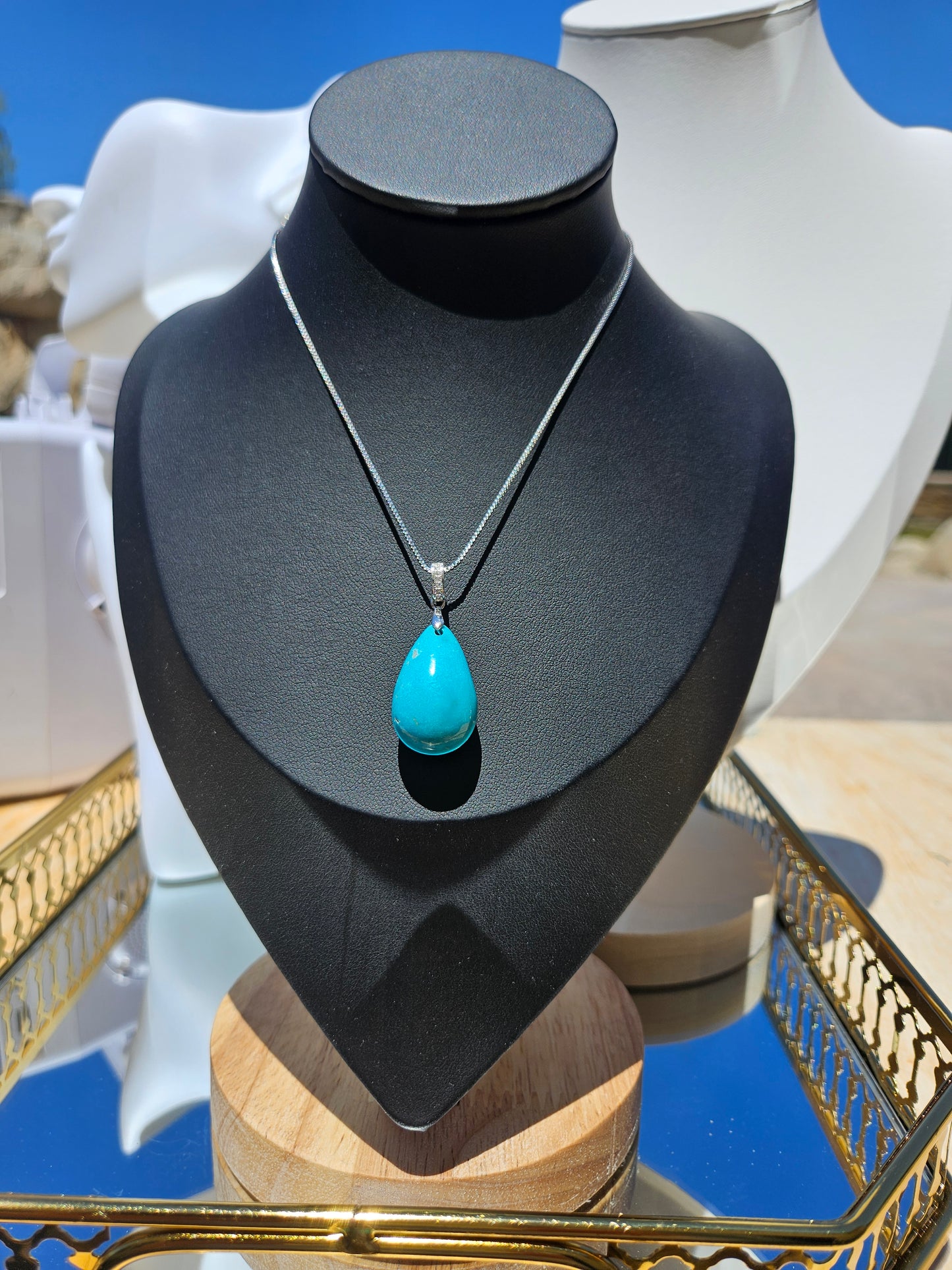 Natural Blue Water Drop Necklace