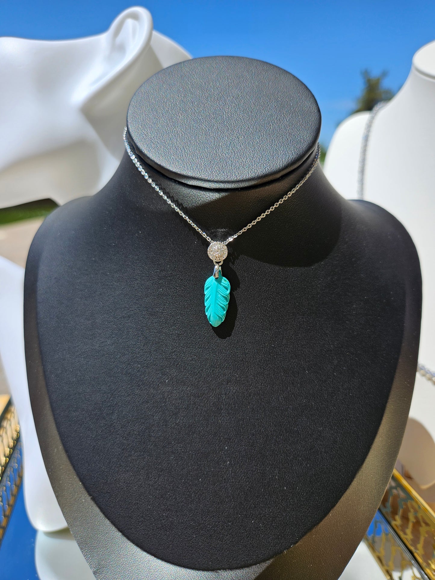 Natural Turquoise Feather Shape Hand-carved