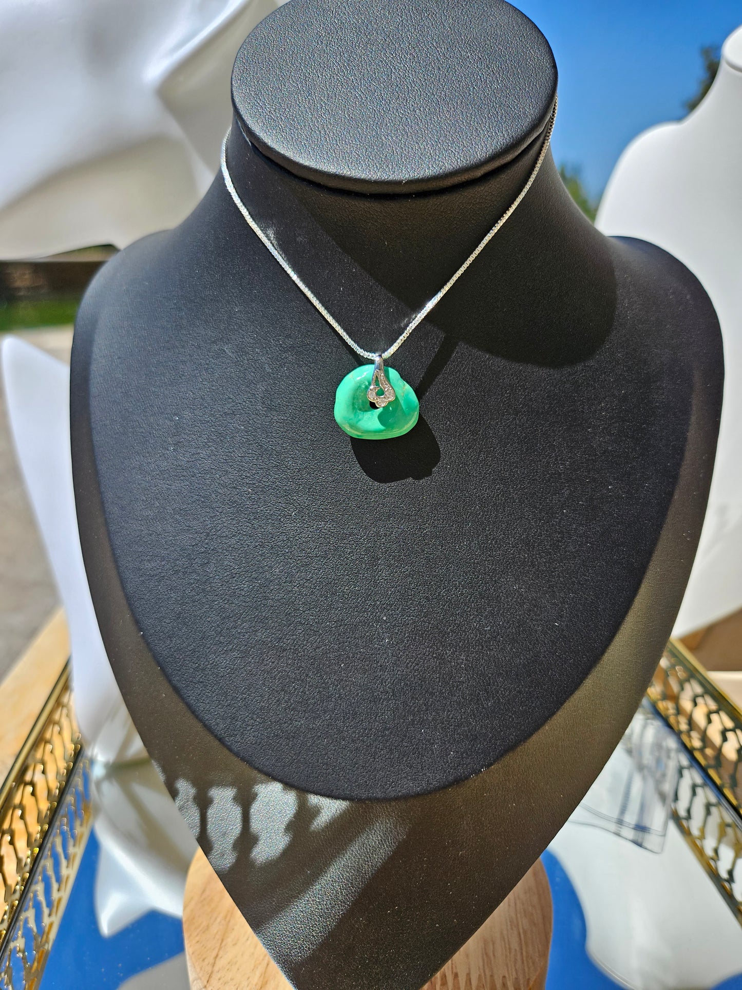 Natural Green Turquoise Irregular Shape Necklace