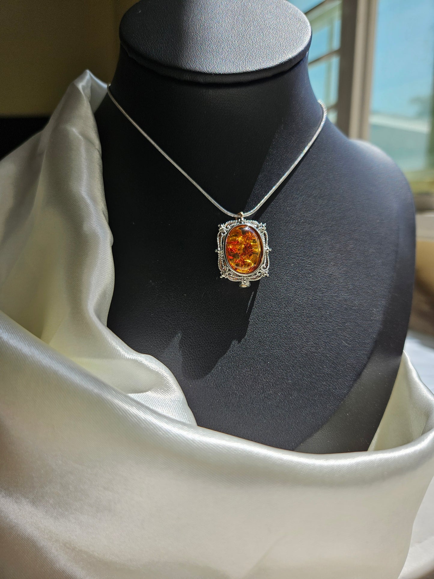 Natural Amber Pendant Necklace