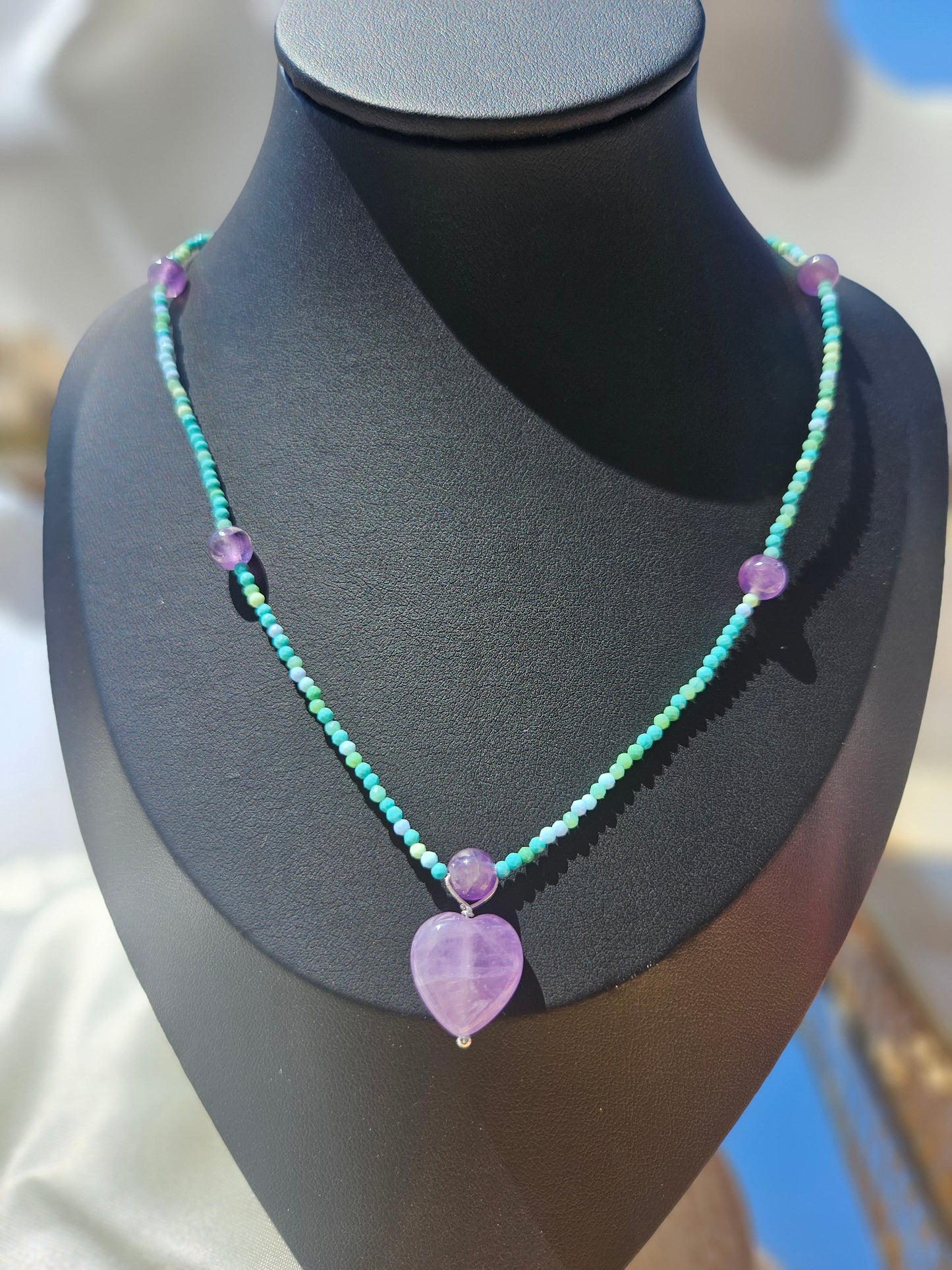 Natural Amethyst Heart Necklace