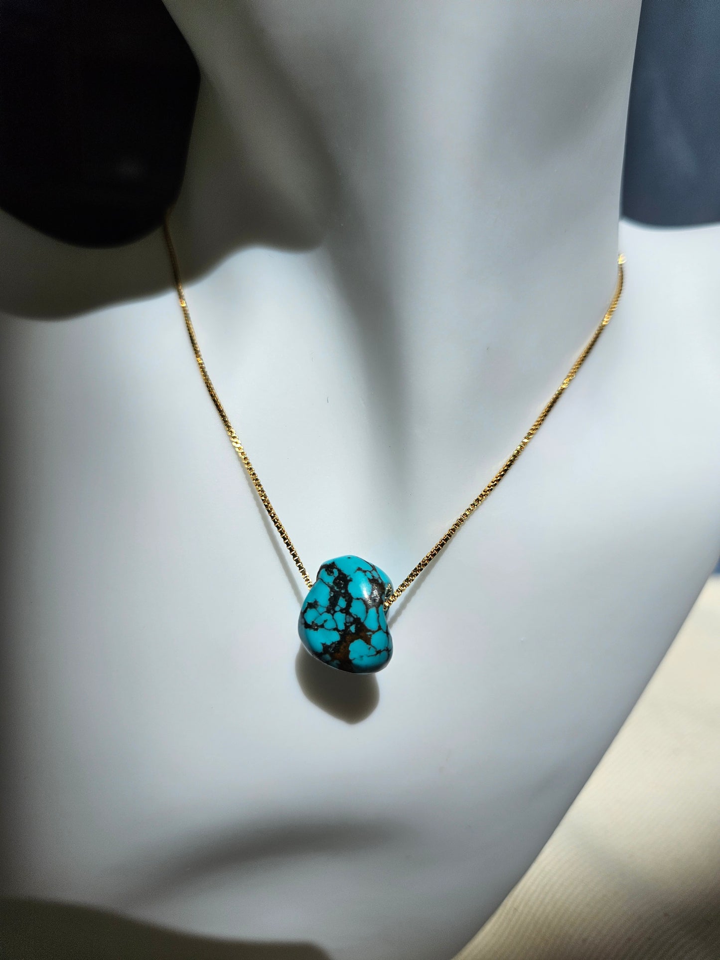 Natural Turquoise Natural Texture Shape Vintage Pendant Necklace