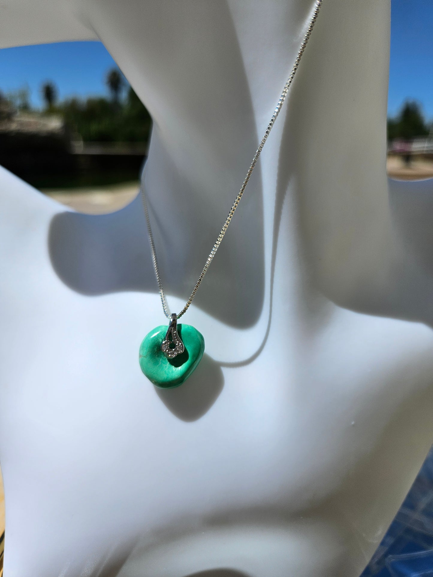 Natural Green Turquoise Irregular Shape Necklace
