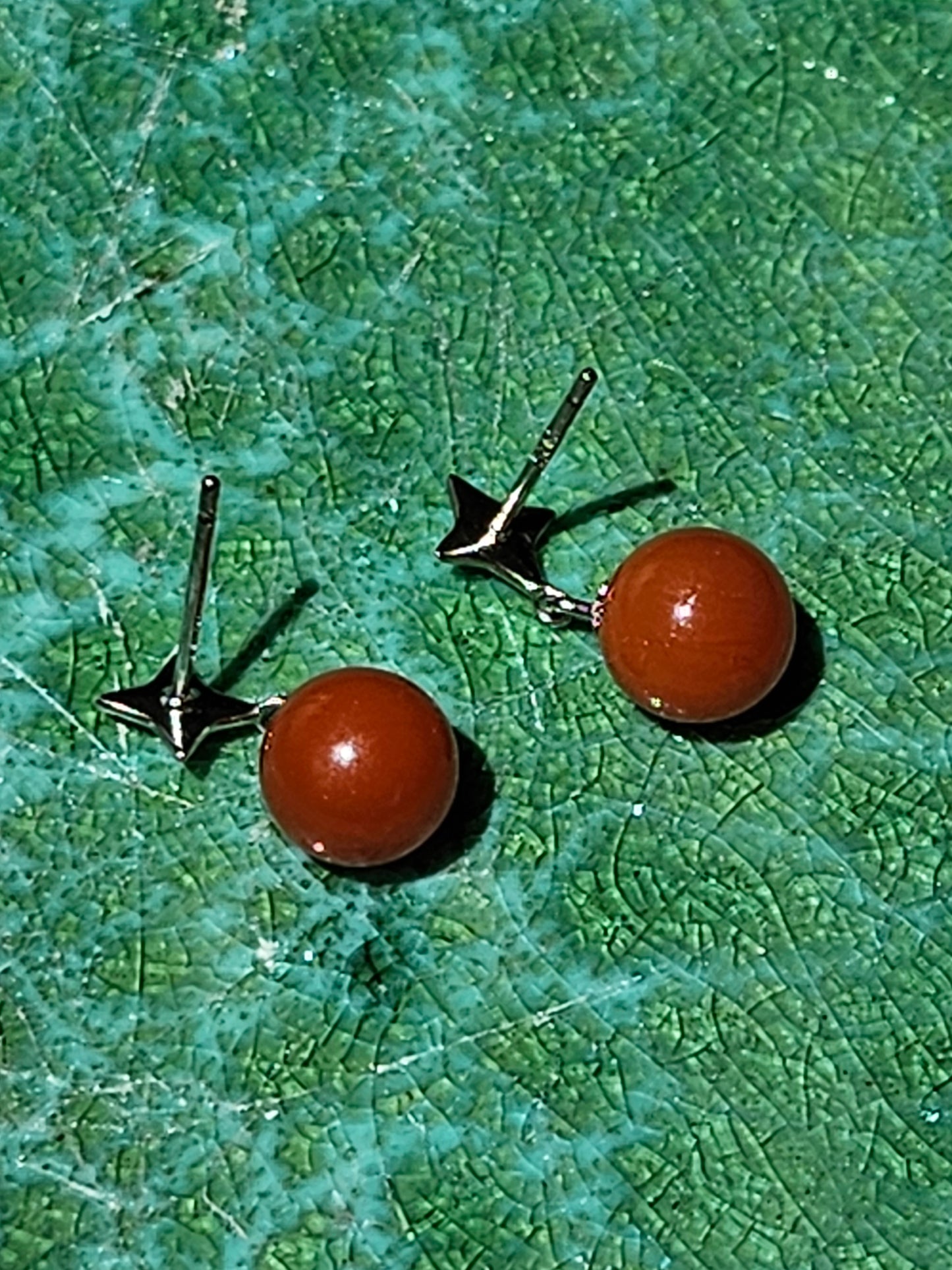 2ct Natural Red Agate Earrings