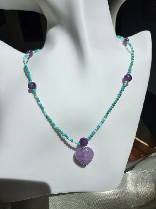 Natural Amethyst Heart Necklace