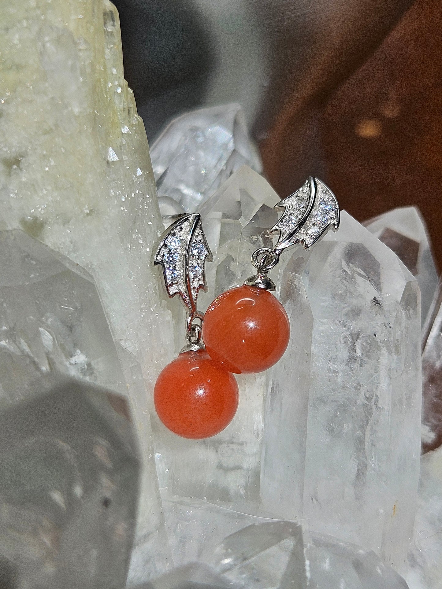 2ct Natural Red Agate Earrings