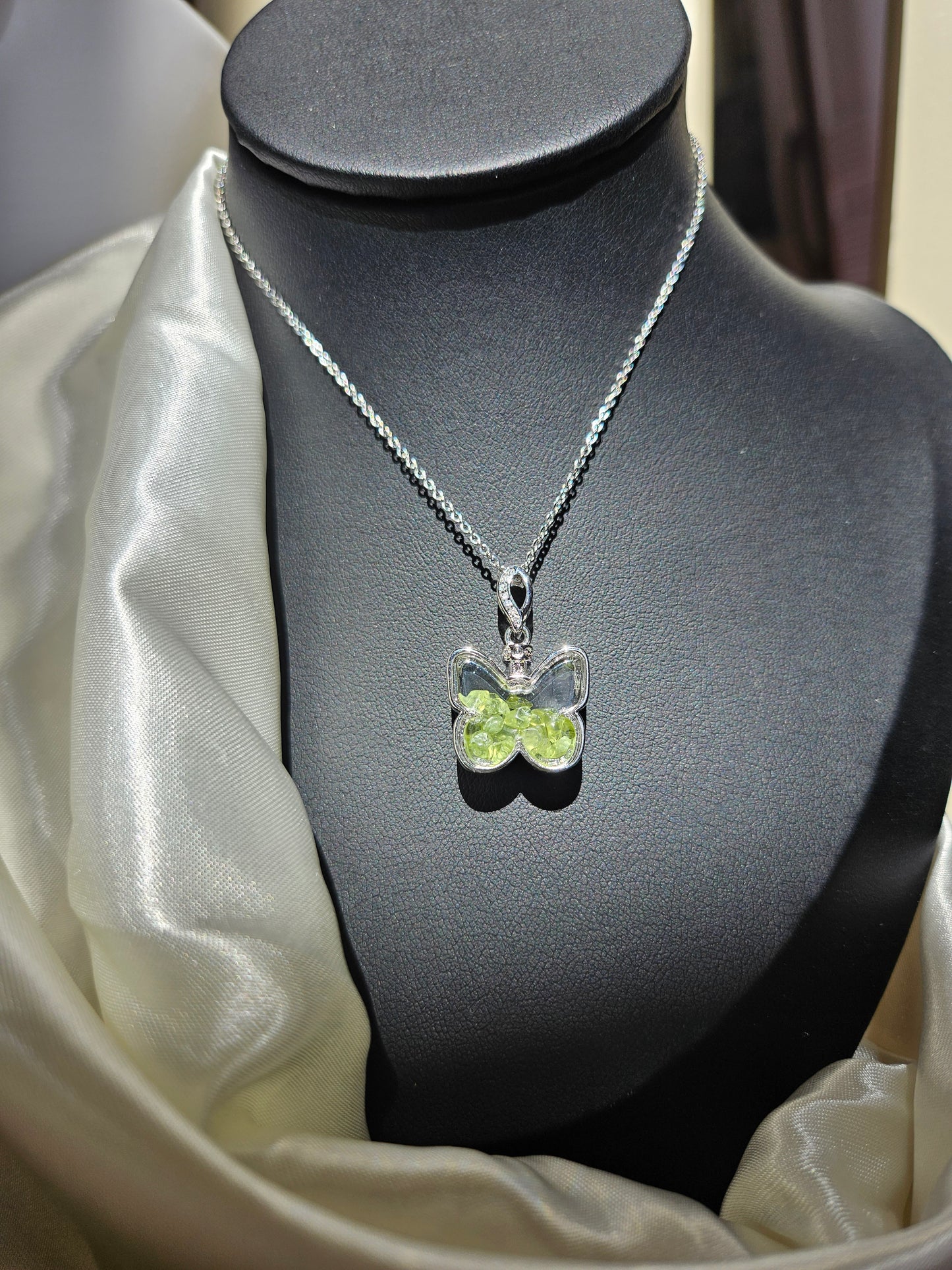 Natural Olivine Wishing Bottle Necklace