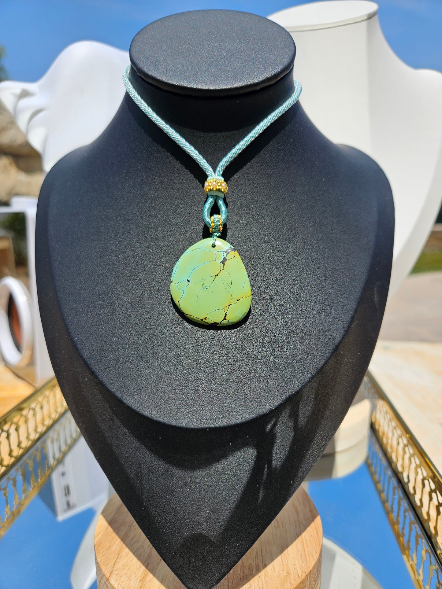 Natural Irregular Green Turquoise Necklace