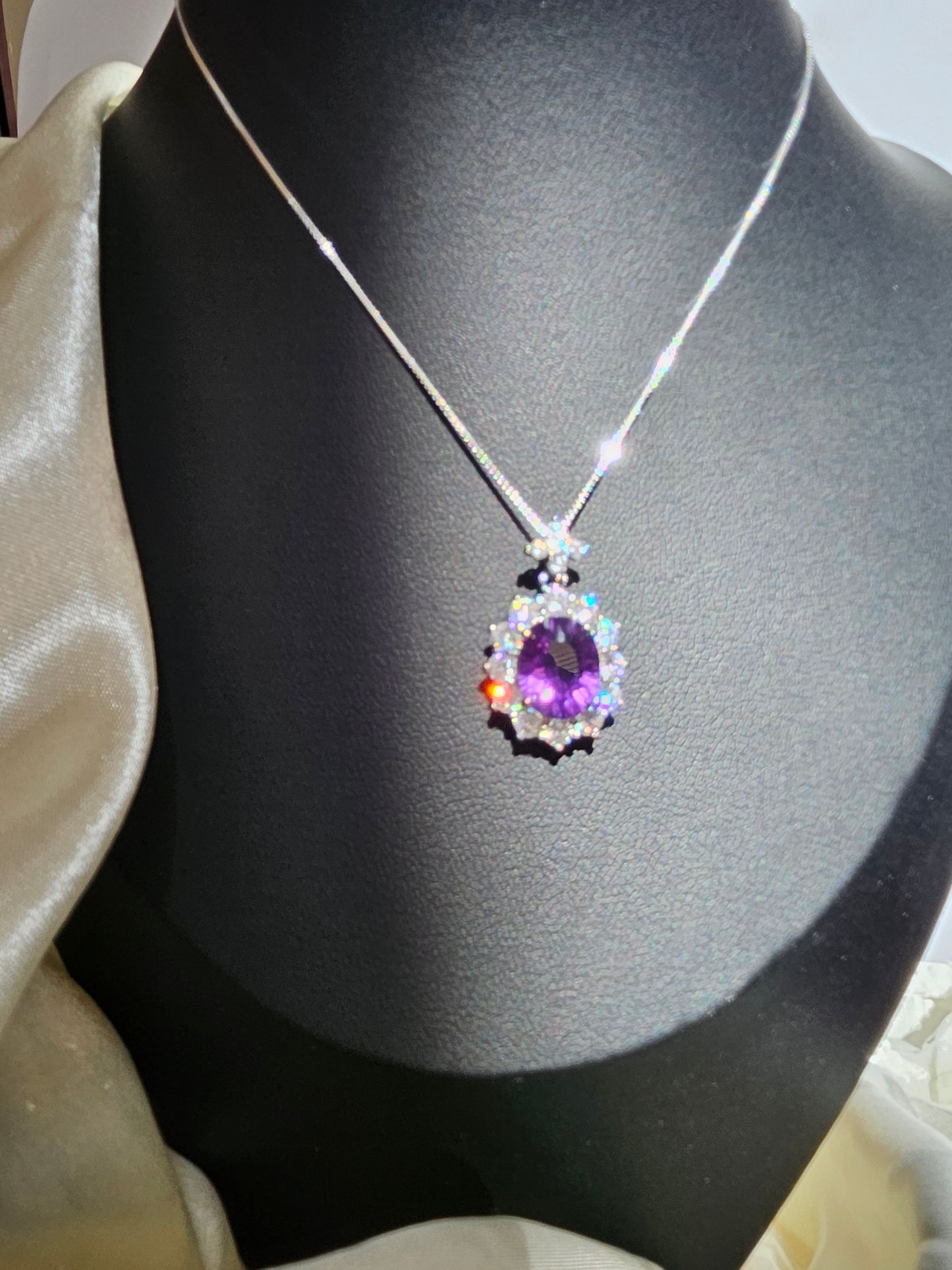 Natural Amethyst Round Necklace Sparkle