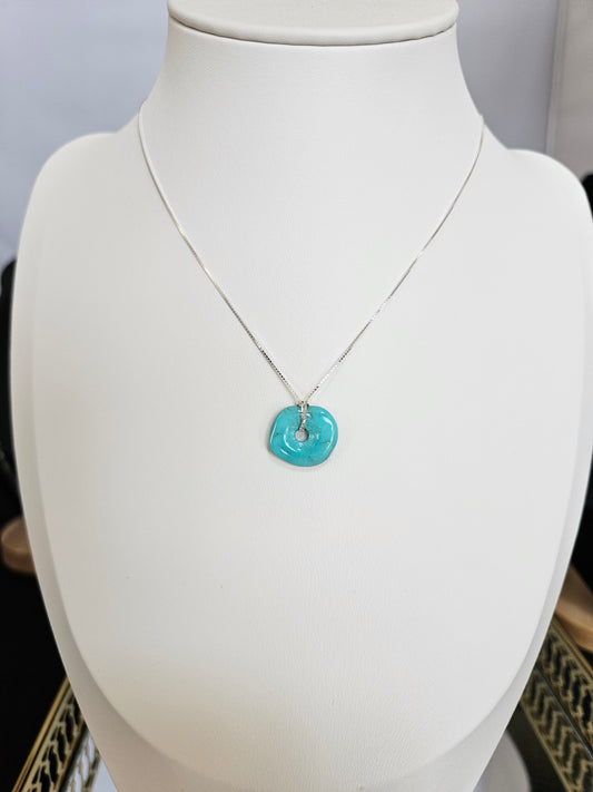 Natural Turquoise Necklace Adjustable 925 Sterling Silver