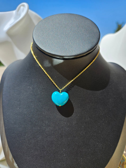 Natural Blue Heart Shape Turquoise Necklace