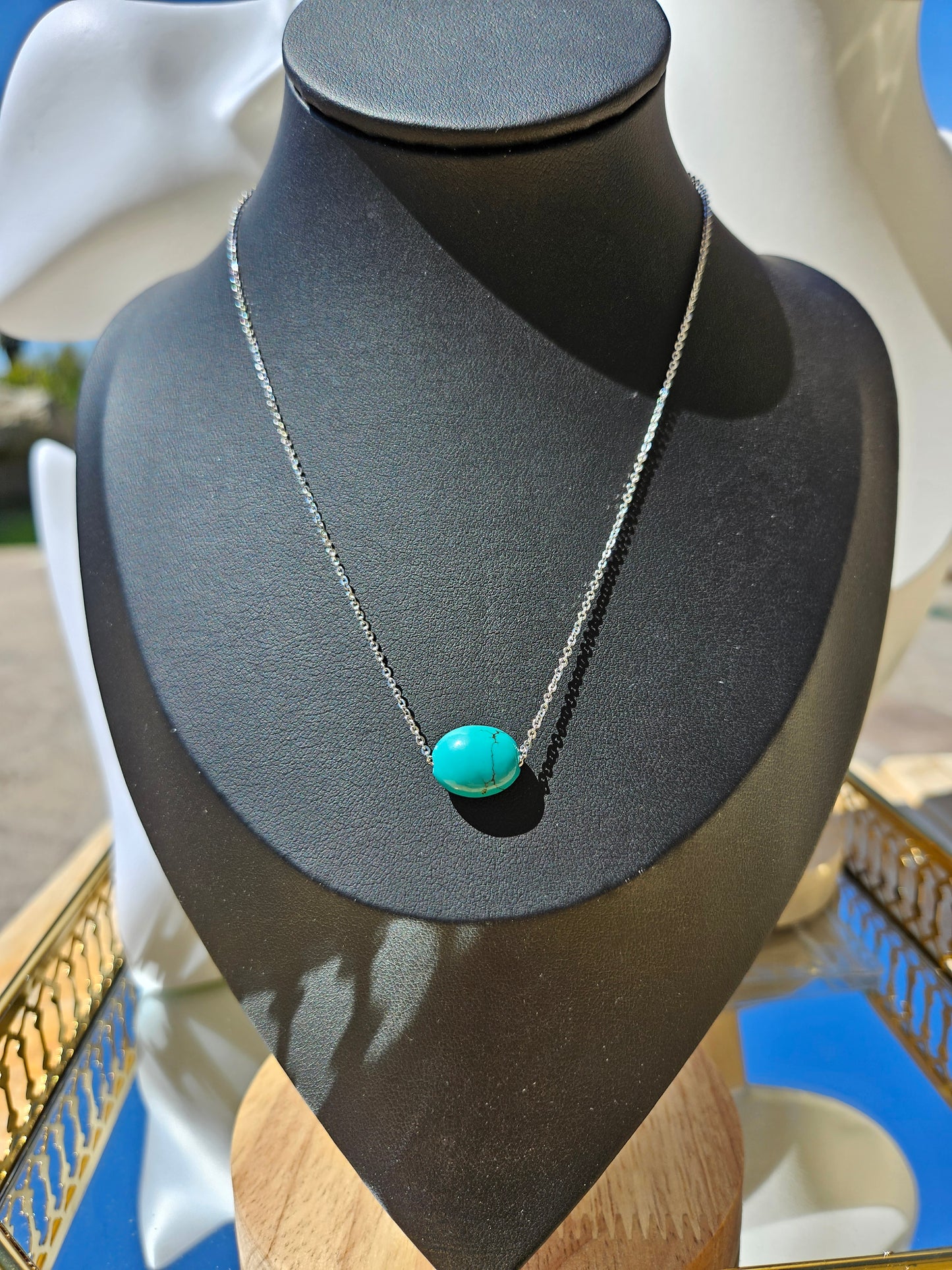 Natural Blue Turquoise Bead Multicolored Necklace