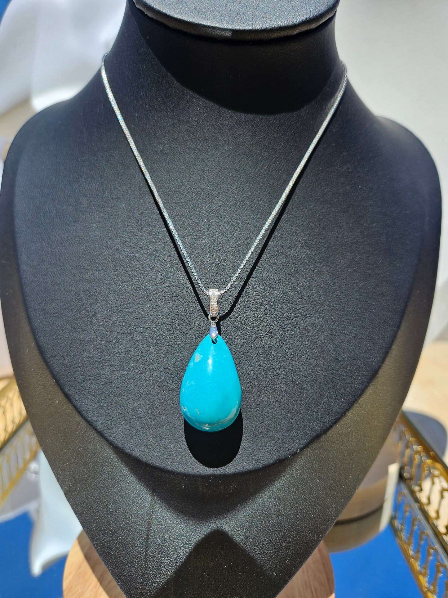 Natural Blue Water Drop Necklace