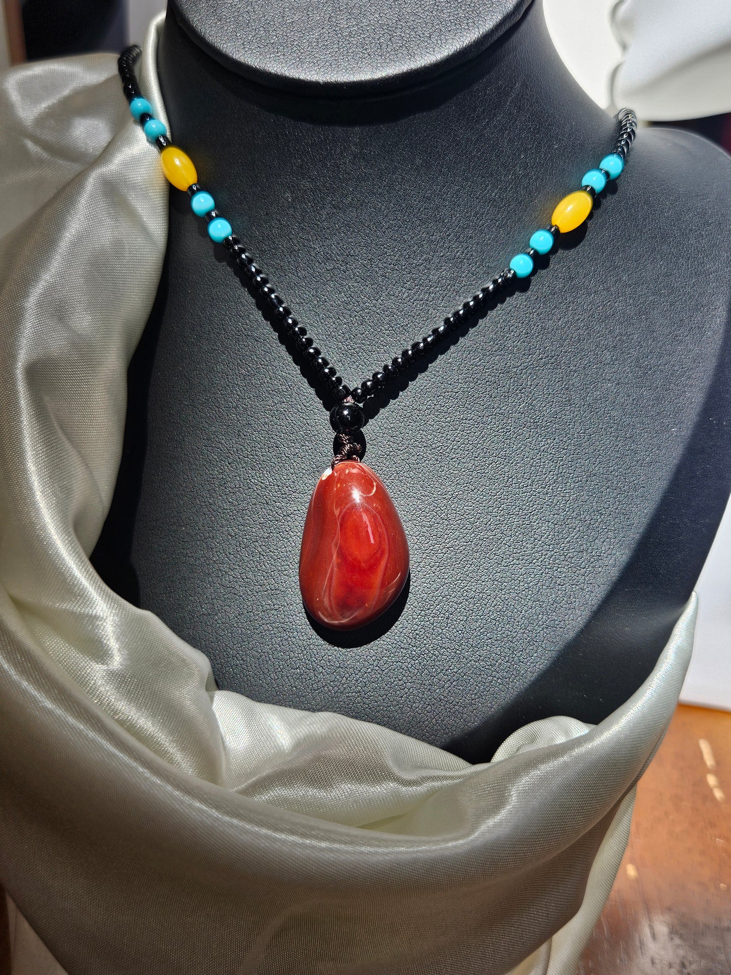 Natural agate natural texture pendant long chain necklace