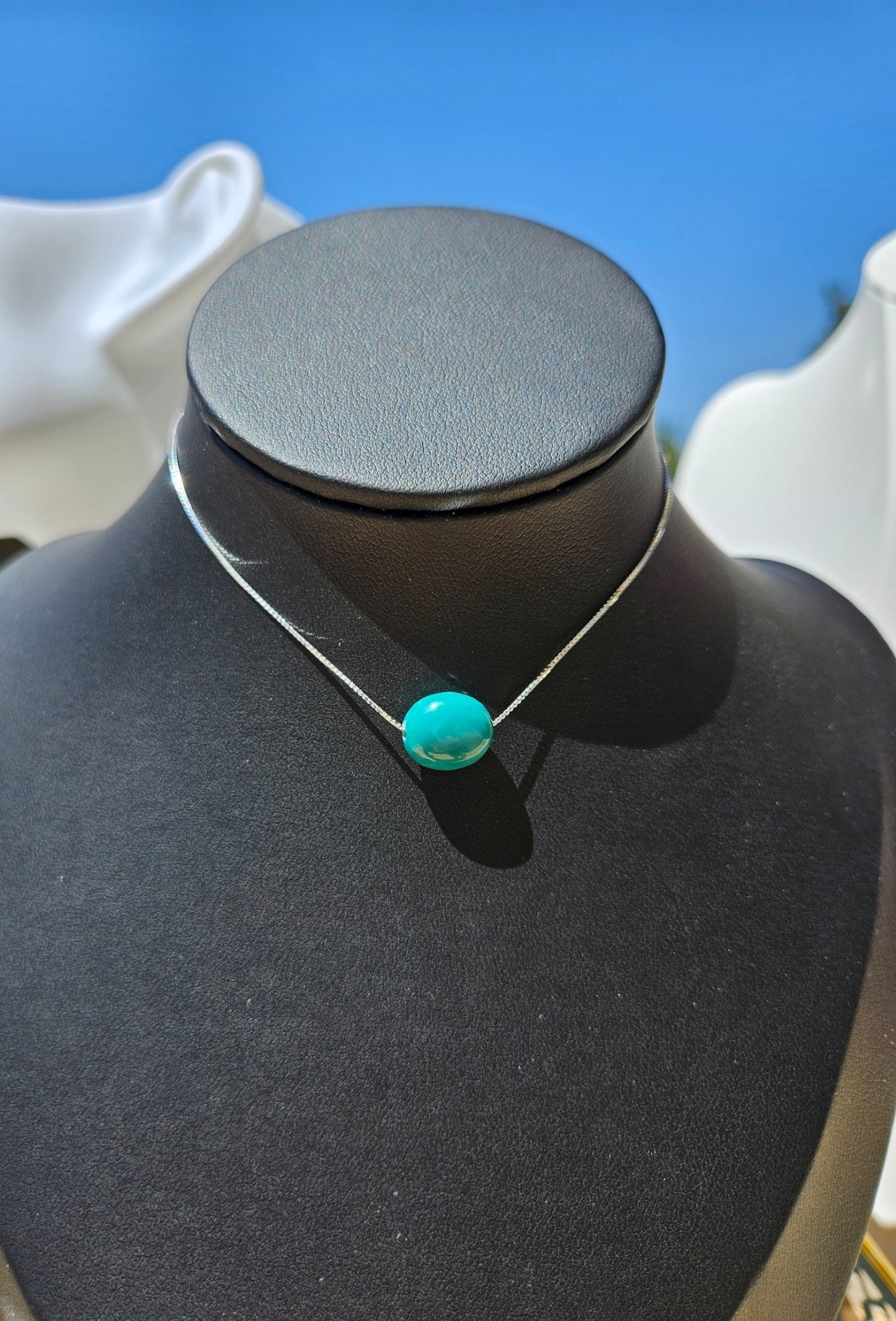 Natural Blue Turquoise Bead Necklace