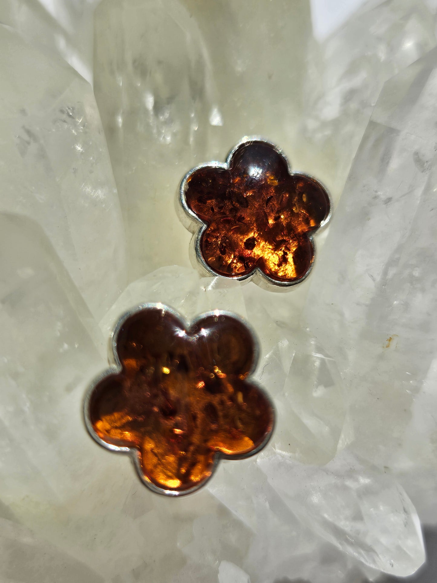 Natural Huapo Earring Silver Plated Flower