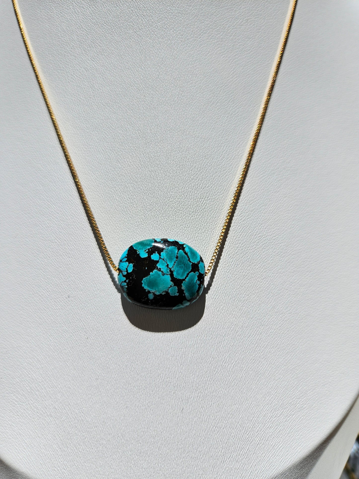 Natural Blue and Black Oval Necklace