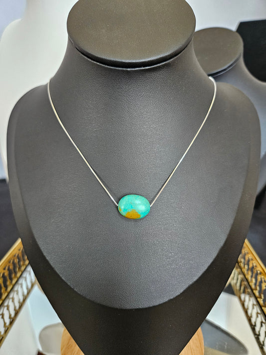 Natural Multicolored Turquoise Silver Plated Necklace